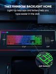 Wireless Keyboard and Mouse Combo - RGB Backlit, Rechargeable & Light Up Letters, Full-Size, Ergonomic Tilt Angle, Sleep Mode, 2.4GHz Quiet Keyboard Mouse for Mac, Windows, Laptop, PC