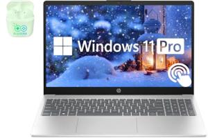 HP 15.6" Touchscreen Business & Student Laptop Computer, 64GB RAM 2TB SSD, 10-Cores Intel Core i5, Windows 11 Pro Laptop with Microsoft Office Lifetime Suite, PLUSERA Earphones, Silver