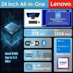 Lenovo 24 All-in-One Desktop Computer for Home Office, Intel Processor (Beat i3-1110G4), 23.8" FHD AIO, WiFi 6, Bluetooth 5.2, RJ-45, HDMI, Keyboard & Mouse, Windows 11 Pro - 32GB RAM, 1TB PCIe SSD