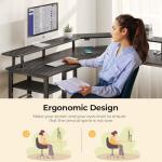 Rolanstar L Shaped Gaming Desk with LED Lights & Power Outlets, 53" Computer Desk with Full Monitor Stand & Storage Shelf, Corner Desk with Hooks, Carbon Fiber Desk Reversible