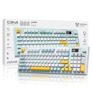 Wireless Keyboard Creamy Membrane with Rainbow Backlight,3-Mode Connectivity (BT/2.4G/USB-C) with LCD Screen & Multifunction Knob,200H Battery, 94 Key PBT Keycaps, Quiet Typing for Office/Home