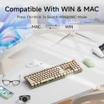 EWEADN Typewriter Style Mechanical Keyboard, Wired Typewriter Keyboards,104 Keys Backlit LED Metal Keyboards, Media Control Knob, Wired Computer Keyboard Pink Switch for Windows/Mac/PC-Green