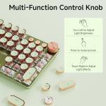 EWEADN Typewriter Style Mechanical Keyboard, Wired Typewriter Keyboards,104 Keys Backlit LED Metal Keyboards, Media Control Knob, Wired Computer Keyboard Pink Switch for Windows/Mac/PC-Green