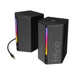 FIFINE Computer Speakers, Desktop PC Speakers with Volume Control, RGB Gaming Loudspeakers Wired with 3.5mm Aux Audio Cable for Laptop Monitor Phone Tablet-AmpliGame A20