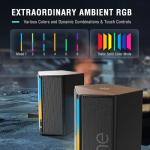 FIFINE Computer Speakers, Desktop PC Speakers with Volume Control, RGB Gaming Loudspeakers Wired with 3.5mm Aux Audio Cable for Laptop Monitor Phone Tablet-AmpliGame A20