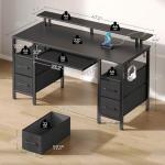 Seventable Computer Desk 47.2" with LED Lights & Power Outlets, Home Office Desk with 4 Drawers, Writing Desk with Keyboard Tray, Study Table with Monitor Stand, Work Desks for Home Office, Black