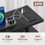 Seventable Computer Desk 47.2" with LED Lights & Power Outlets, Home Office Desk with 4 Drawers, Writing Desk with Keyboard Tray, Study Table with Monitor Stand, Work Desks for Home Office, Black