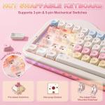 YUNZII C75 Wireless Mechanical Keyboard,75% Layout, Hot-Swappable NKRO,BT5.0/2.4G/USB-C Mode,Dye-Sub PBT MOA Keycaps,RGB Gasket Mount,Cute Cake Design for Mac/Win/Gaming (Beige, Milk V2 Switch)