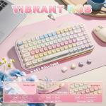 YUNZII C75 Wireless Mechanical Keyboard,75% Layout, Hot-Swappable NKRO,BT5.0/2.4G/USB-C Mode,Dye-Sub PBT MOA Keycaps,RGB Gasket Mount,Cute Cake Design for Mac/Win/Gaming (Beige, Milk V2 Switch)