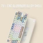 EPOMAKER Galaxy70 Wireless Gaming Keyboard, 75% Aluminium Mechanical Keyboard, Bluetooth 5.0/2.4GHz/USB-C Wired, Programmable, Hot Swappable, for PC/Mac/Office/Gaming (White, Zebra Switch)