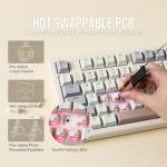 EPOMAKER Galaxy70 Wireless Gaming Keyboard, 75% Aluminium Mechanical Keyboard, Bluetooth 5.0/2.4GHz/USB-C Wired, Programmable, Hot Swappable, for PC/Mac/Office/Gaming (White, Zebra Switch)