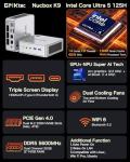 GMKtec Mini PC, K9 Intel Core Ultra 5 125H (Turbo 4.5GHz, 14C/18T) Desktop Computer 1TB SSD 32GB Dual DDR5 5600MHz Dual LAN 2.5G Dual Fan WiFi 6 USB-C BT5.2 USB 3.2