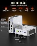 GMKtec Mini PC, K9 Intel Core Ultra 5 125H (Turbo 4.5GHz, 14C/18T) Desktop Computer 1TB SSD 32GB Dual DDR5 5600MHz Dual LAN 2.5G Dual Fan WiFi 6 USB-C BT5.2 USB 3.2