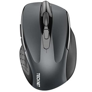 TECKNET Wireless Mouse (2.4G & BT5.0/3.0) Silent 4800 DPI Computer USB A & Bluetooth Mouse 6 Buttons, Wide Compatibility - Grey