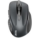 TECKNET Wireless Mouse (2.4G & BT5.0/3.0) Silent 4800 DPI Computer USB A & Bluetooth Mouse 6 Buttons, Wide Compatibility - Grey