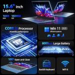 Naclud 15.6 Inch Laptop Computer, Windows 11 Laptops with 16GB RAM 1024GB SSD, Core i3 CPU(Up to 3.9GHz), Backlit Keyboard, 53.2WH Battery, WiFi 6, IPS FHD Display, 180° Viewing, HDMI, Type-C