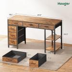 Huuger Computer Desk with 6 Drawers, 47 Inch Office Desk with Shelves, Reversible Gaming Desk, Corner Desk with Storage, Work for Home Office, Study, Living Room, Rustic Brown