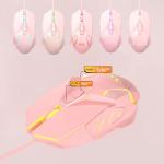 Typewriter Mechanical Gaming Keyboard and Mouse Combo, Retro Punk Round Keycaps RGB Rainbow Backlit Wired Keyboard for Game and Office, for Windows Laptop PC, Red Switches(Pink)