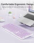 SEUNKWANG EWEADN GX710S Backlit Computer Keyboards, Wired USB Keyboard with White Backlit, Metal Panel, Plug and Play, Pudding Keycaps Full Size Quite Computer Keyboard for Win/PC/Laptop-Purple