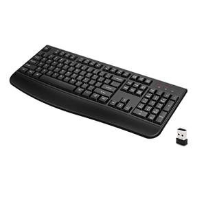 QUASIO Wireless Keyboard, 2.4G Full-Sized Ergonomic Wireless Computer Keyboard with Wrist Rest for Windows, Mac OS Laptop/PC/Desktop/Notebook(Black)