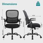 Sweetcrispy Ergonomic Office Desk Chair Mesh Adjustable Swivel Mid-Back Computer Chair with Lumbar Support Comfy Flip-up Arms for Home Office