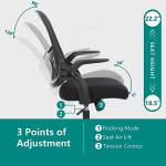 Sweetcrispy Ergonomic Office Desk Chair Mesh Adjustable Swivel Mid-Back Computer Chair with Lumbar Support Comfy Flip-up Arms for Home Office