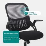 Sweetcrispy Ergonomic Office Desk Chair Mesh Adjustable Swivel Mid-Back Computer Chair with Lumbar Support Comfy Flip-up Arms for Home Office