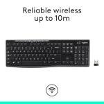 Logitech K270 Wireless Keyboard for Windows, 2.4 GHz Wireless, Full-Size, Number Pad, 8 Multimedia Keys, 2-Year Battery Life, Compatible with PC, Laptop, Black