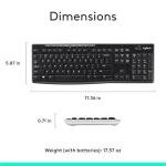 Logitech K270 Wireless Keyboard for Windows, 2.4 GHz Wireless, Full-Size, Number Pad, 8 Multimedia Keys, 2-Year Battery Life, Compatible with PC, Laptop, Black