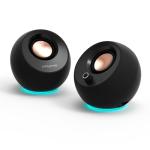 Creative Pebble Pro (Black) Minimalist 2.0 USB-C Computer Speakers with Bluetooth 5.3 and Customizable RGB Lighting, Clear Dialog and BassFlex Tech, USB Audio, Headset Port, for PC and Mac