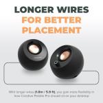 Creative Pebble Pro (Black) Minimalist 2.0 USB-C Computer Speakers with Bluetooth 5.3 and Customizable RGB Lighting, Clear Dialog and BassFlex Tech, USB Audio, Headset Port, for PC and Mac