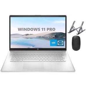HP 17 Laptop, 17.3” HD+, Intel Quad Core i3-1125G4 Processor, 32GB RAM, 1TB SSD, Windows 11 Pro, Anti-Glare Display, Long Battery Life, Wi-Fi, Bluetooth, Webcam, HDMI, Alpacatec Accessories, Silver