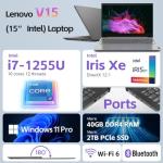 Lenovo V15 Laptop for Business, Home, Student | 15.6" FHD Anti-Glare Display | Intel Core i7-1255U | 16GB RAM | 512GB SSD | HDMI | Type-C | RJ-45 | Numeric Keypad | Webcam | Wi-Fi 6 | Windows 11 Pro