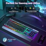 TECKNET Gaming Keyboard, 15-Zone RGB Illumination, All-Metal Panel Keyboard, IP32 Waterproof, 25 Anti-Ghosting, Quiet Typing, USB Wired Ergonomic Keyboard for Windows XP/Vista/7/8/10/11