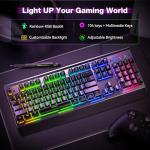 TECKNET Gaming Keyboard, 15-Zone RGB Illumination, All-Metal Panel Keyboard, IP32 Waterproof, 25 Anti-Ghosting, Quiet Typing, USB Wired Ergonomic Keyboard for Windows XP/Vista/7/8/10/11