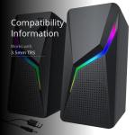 AYJBKL Computer Speakers, PC Speakers for Desktop with 6 Lighting Modes, PC Gaming Accessories, Stereo Sound Desktop Computer Speakers with 2 Bass-Boost Ports, USB Powered 3.5mm AUX Cable