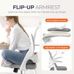NEO CHAIR Office Desk Computer Gaming Ergonomic Chair with Lumbar Back Support Adjustable Height Swivel Wheels Flip-up Arms Mesh Chair for Home or Office (Grey)