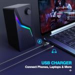 AYJBKL Computer Speakers, PC Speakers for Desktop with 6 Lighting Modes, PC Gaming Accessories, Stereo Sound Desktop Computer Speakers with 2 Bass-Boost Ports, USB Powered 3.5mm AUX Cable