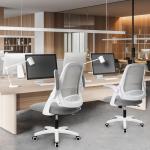 NEO CHAIR Office Desk Computer Gaming Ergonomic Chair with Lumbar Back Support Adjustable Height Swivel Wheels Flip-up Arms Mesh Chair for Home or Office (Grey)