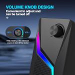 AYJBKL Computer Speakers, PC Speakers for Desktop with 6 Lighting Modes, PC Gaming Accessories, Stereo Sound Desktop Computer Speakers with 2 Bass-Boost Ports, USB Powered 3.5mm AUX Cable