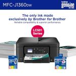 Brother Work Smart 1360 Wireless Color Inkjet All-in-One Printer with Automatic Duplex Printing and 1.8” Color Display | Includes Refresh Subscription Trial(1) (MFC-J1360DW) (Uses LC501 Series Inks)