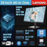 Lenovo 23.8" FHD All-in-One Desktop Computer for Home & Business, Intel N100 (up to 3.4 GHz), 16GB RAM, 512GB SSD, Intel UHD Graphics, RJ45, Bluetooth, Wi-Fi, Keyboard & Mouse, HDMI, Windows 11 Pro