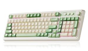 AULA S99 Gaming Keyboard, Wireless Computer Keyboards, Tri-Mode Bluetooth/2.4GHz/USB-C Custom Creamy Keyboard with Number Pad, RGB Backlit Media Knob Cute Programmable Keyboard for PC Gamer - Green
