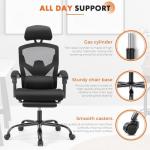 Sweetcrispy Office Computer Desk Chair, Ergonomic High-Back Mesh Rolling Work Swivel Chairs with Wheels, Comfortable Lumbar Support, Comfy Arms for Home, Bedroom, Study, Student, Black