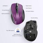 TECKNET Wireless Mouse, 2.4G Ergonomic Optical Mouse, Computer Mouse for Laptop, PC, Computer, Chromebook, Notebook, 6 Buttons, 24 Months Battery Life, 2600 DPI, 5 Adjustment Levels