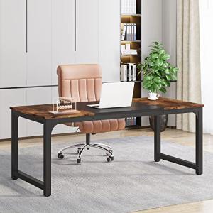 Tribesigns Vintage Brown and Black Office Desk