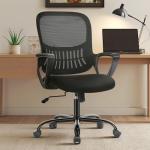 Sweetcrispy Home Office Managerial Executive Chair with Ergonomic Design, Mid-Back Mesh Swivel, Comfortable Lumbar Support and Rotating Wheels for Bedroom, Study