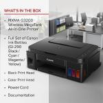 Canon G3200 All-In-One Wireless Supertank (MegaTank) Printer| Copier| Scanner| and Mobile Printing, Black, 6.5" x 17.6" x 13" (0630C002)