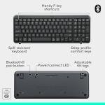 Logitech K250 Bluetooth Keyboard with Numpad, Easy Connectivity, Compact Wireless Keyboard Made with Recycled Plastic, Spill-Resistant, Comfortable Keys - Windows/MacOS - Graphite