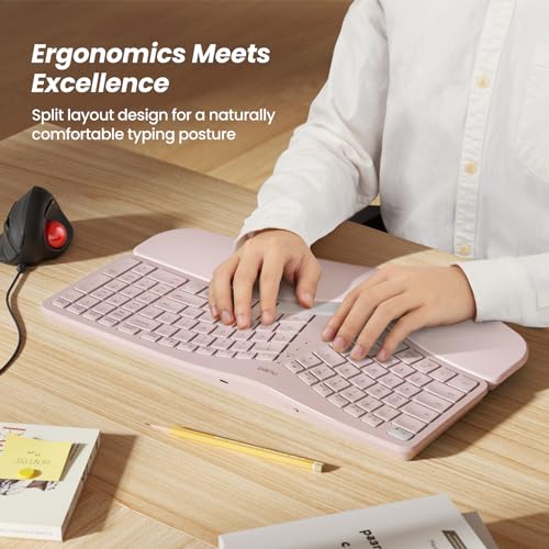 Nulea RT05B Wireless Ergonomic Split Keyboard - Pink Grey